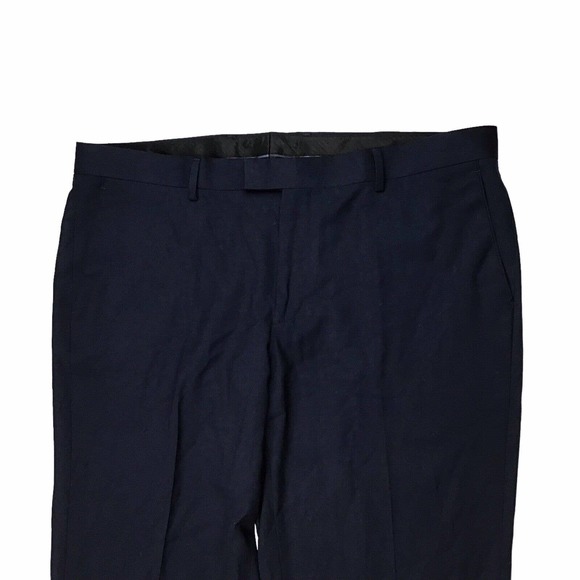 Soul of London Slim Fit Suit Dress Pants Navy Blue Men's 39R Unhemmed Flat Front - Picture 2 of 7